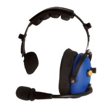 CH-15 Single ear over-the-head headset with yellow mic on/off button.
