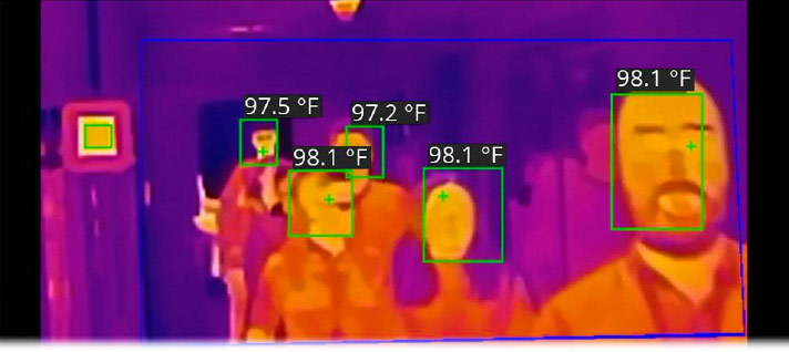 Video image of thermal camera reading in high traffic area